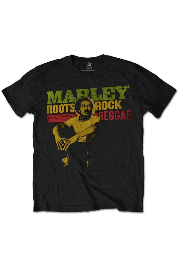 Bob Marley Unisex T-Shirt Roots, Rock, Reggae (Large)