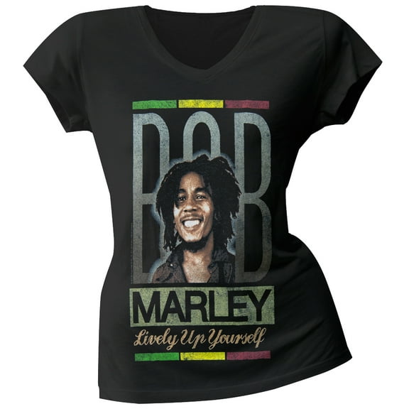 Bob Marley Women's Juniors Lively Up Portrait Short Sleeve T Shirt