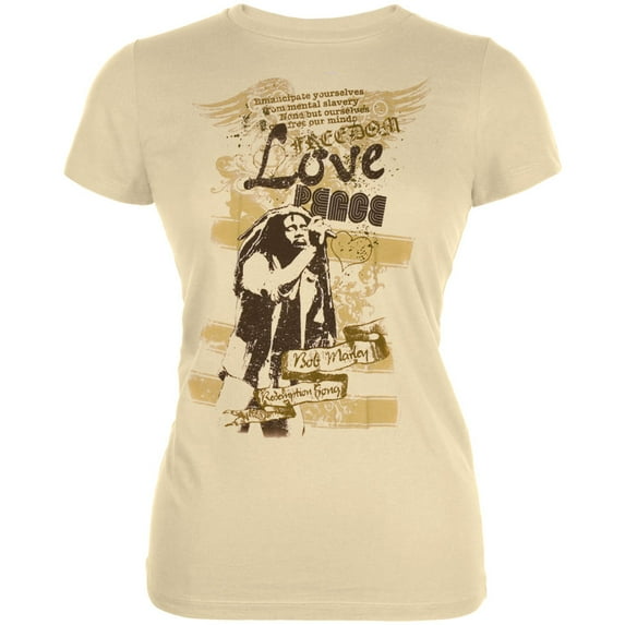 Bob Marley Women's Juniors Lyrics Short Sleeve T Shirt