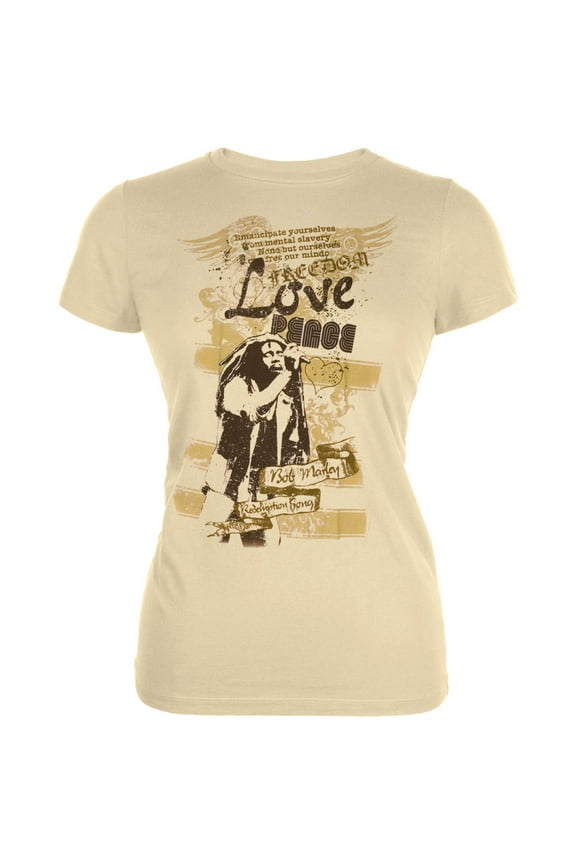 Bob Marley Women's Juniors Lyrics Short Sleeve T Shirt
