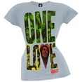 thumbnail image 1 of Bob Marley Women's Juniors One Love Block Light Blue Short Sleeve T Shirt, 1 of 1