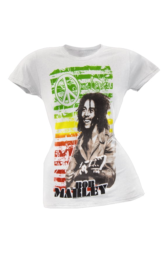 Women's Juniors One Love Flower Short Sleeve T Shirt