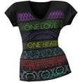 thumbnail image 1 of Bob Marley Women's Juniors One Love One Heart One World V-Neck Short Sleeve T Shirt, 1 of 1