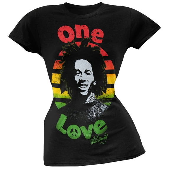 Bob Marley Women's Juniors One Love Rasta Streaks Short Sleeve T Shirt