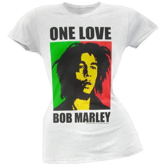 Bob Marley Women's Juniors Rasta One Love Portrait Short Sleeve T Shirt