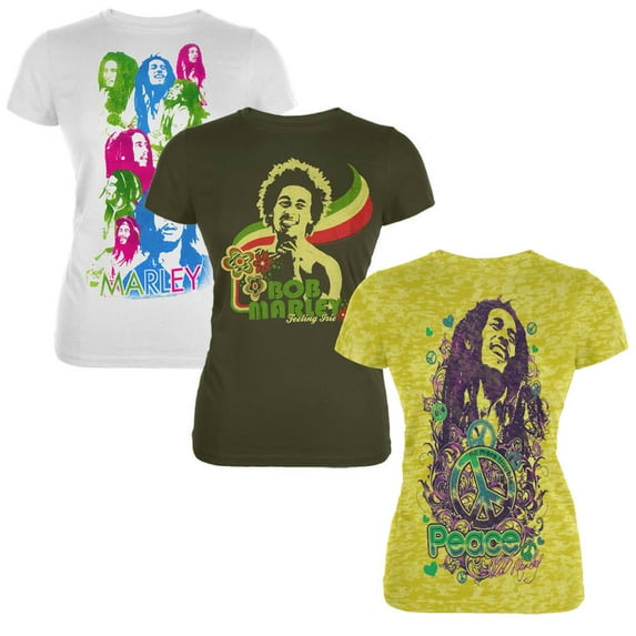 Bob Marley Women's Juniors Set One 3 Piece Short Sleeve T Shirt Combo
