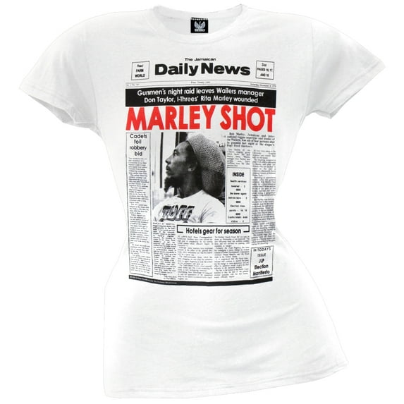 Bob Marley Women's Juniors Shot Short Sleeve T Shirt