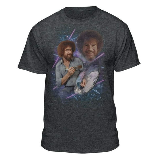 Bob Ross 80s Photo Official Licensed Athletic Fit T-Shirt (3XL, Charcoal Heather)