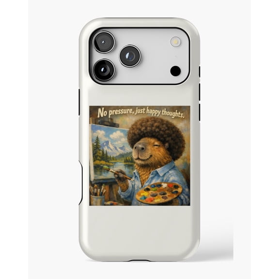 Bob Ross Capybara No Pressure Happy Thoughts H1847 Premium Durable Case for iPhone 17 16 15 14 13 12 11 Pro Max – Unisex Style