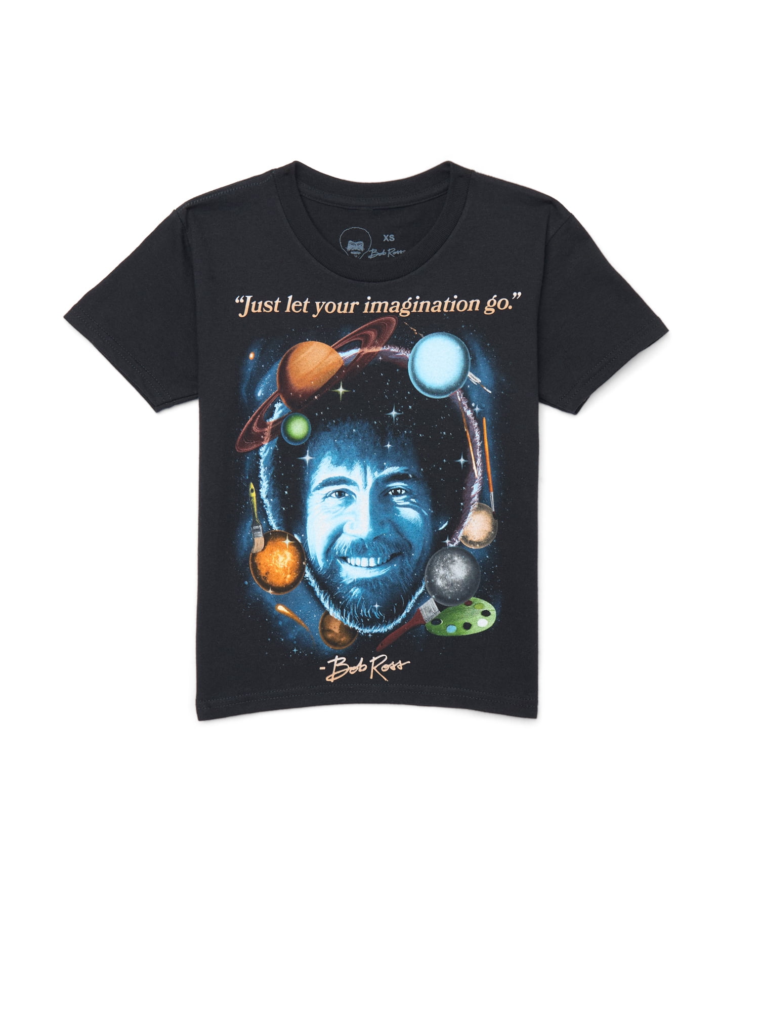 Bob Ross Boys' Galaxy Graphic Cotton Tee with Short Sleeves, Sizes 4-18