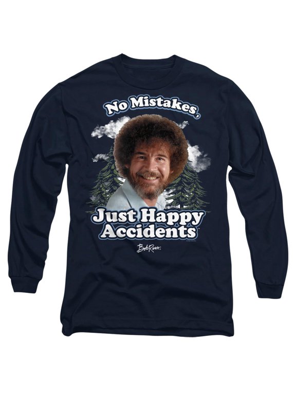 Happy Clouds Unisex Adult Long-Sleeve T Shirt, Navy, Large