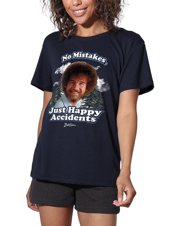 Happy Clouds Women's Loose T-Shirt, Navy, X-Large