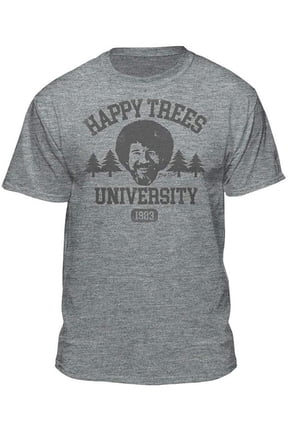 Bob Ross Happy Trees University Official Licensed Athletic Fit T-Shirt (X-Large, Athletic Heather Tonal)