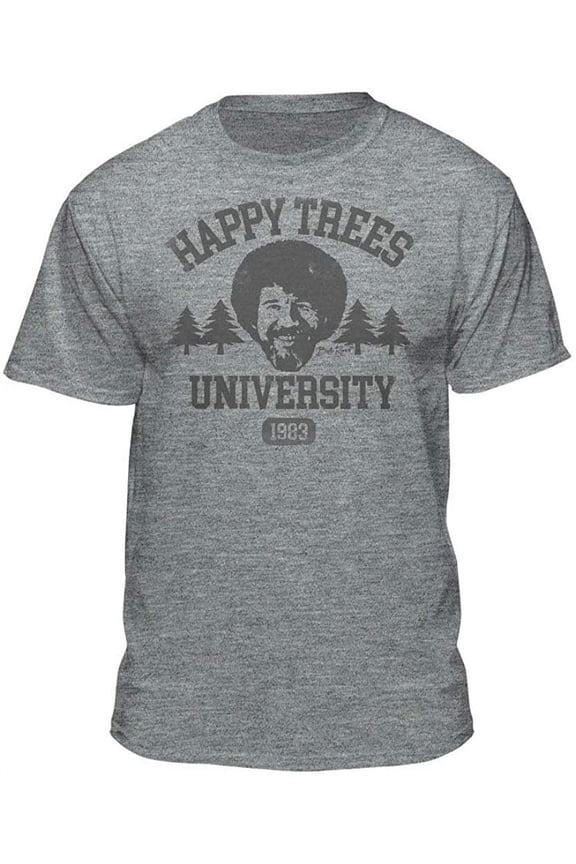 Happy Trees University Official Licensed Athletic Fit T-Shirt (X-Large, Athletic Heather Tonal)