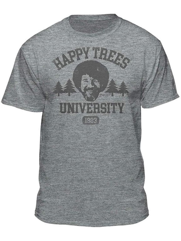 Bob Ross Happy Trees University Official Licensed Athletic Fit T-Shirt (X-Large, Athletic Heather Tonal)