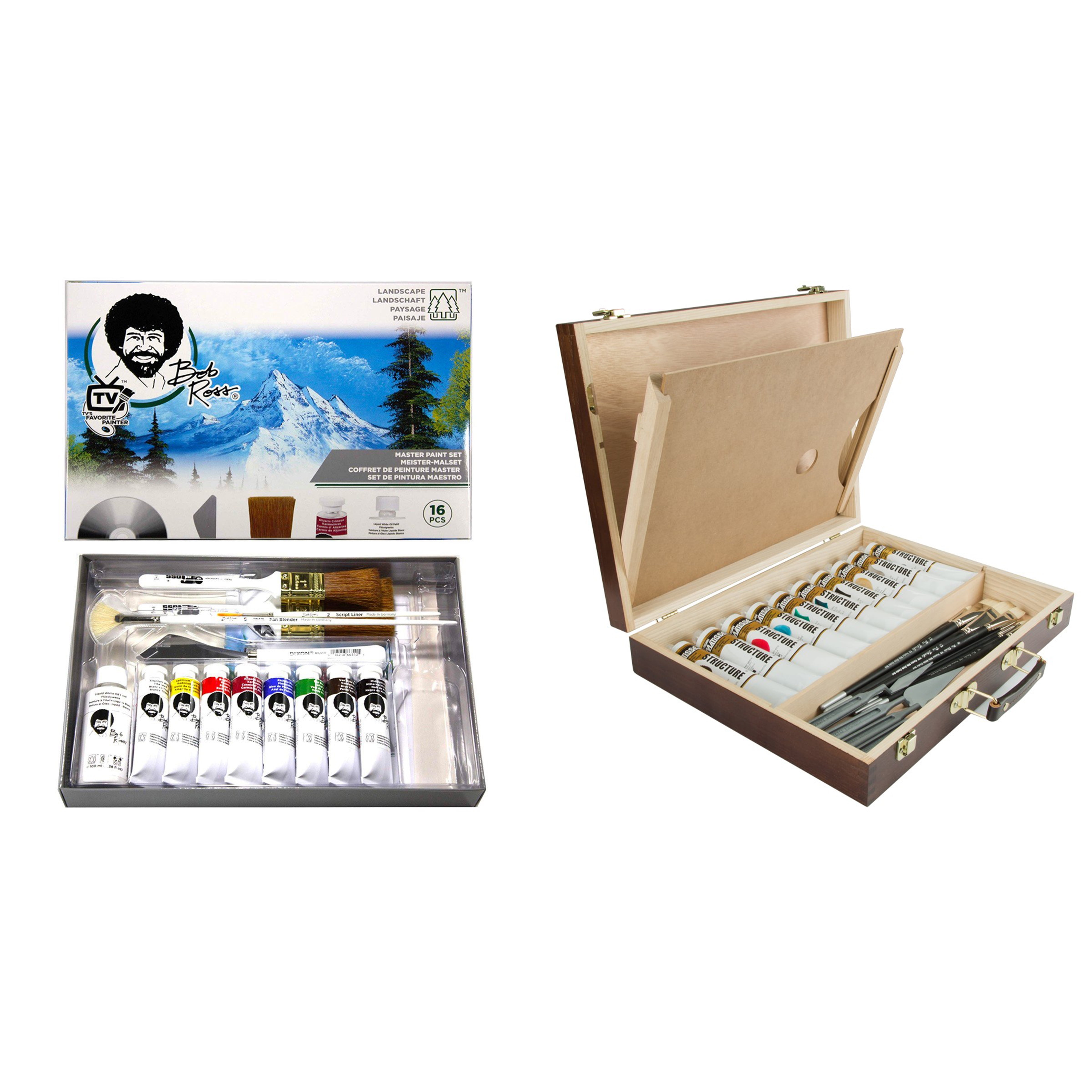 Bob Ross Master Artist Oil Paint Set Includes Wood Art Supply Carrying
