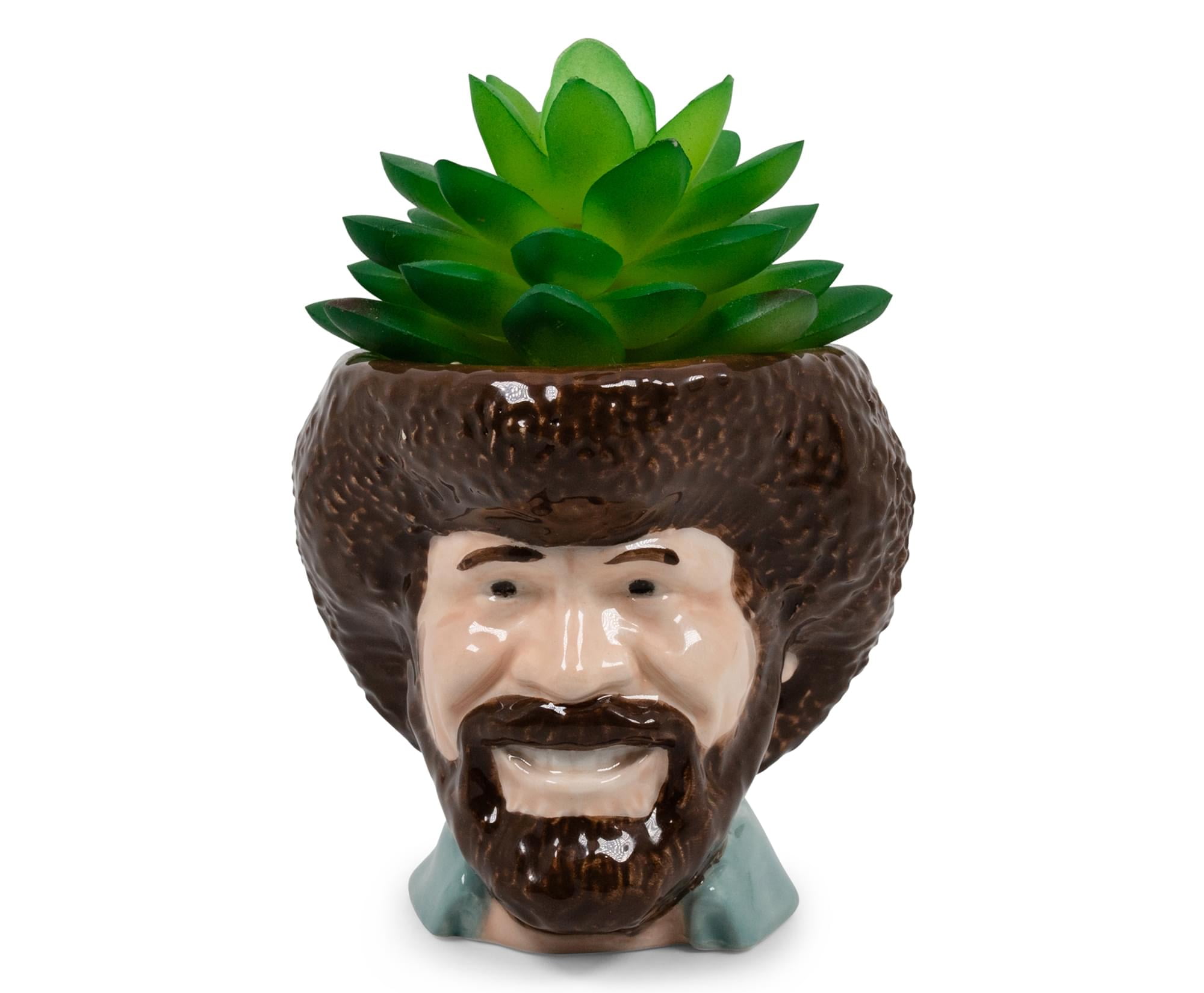 Ceramic Cube Planter with Plastic Succulent for Christmas Decor