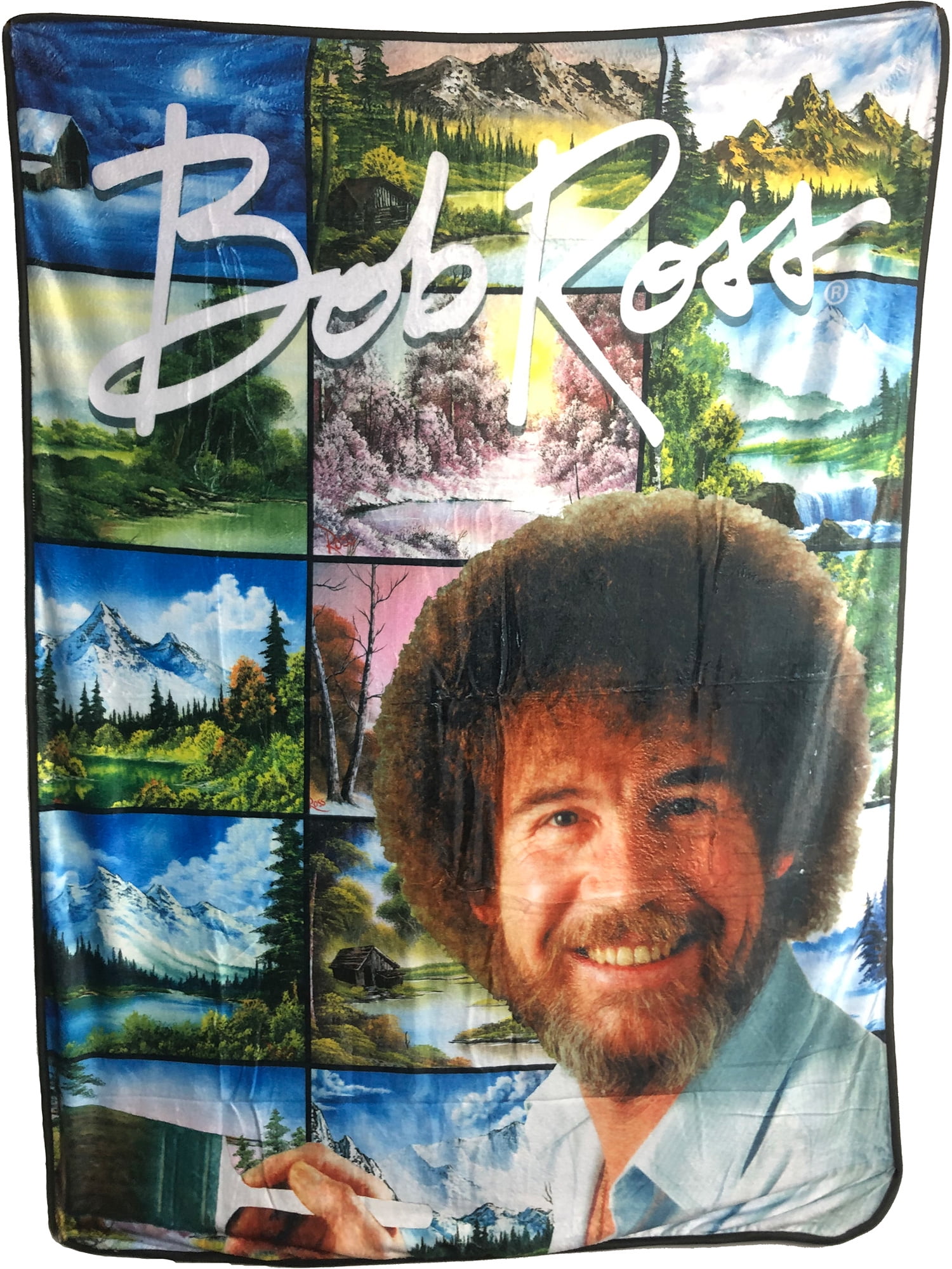 Bob Ross Painting Collage 45" x 60" Fleece Throw Blanket