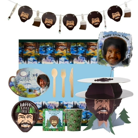 Bob Ross Party in a Box Birthday Decor Kit Joy of Painting Mighty Mojo