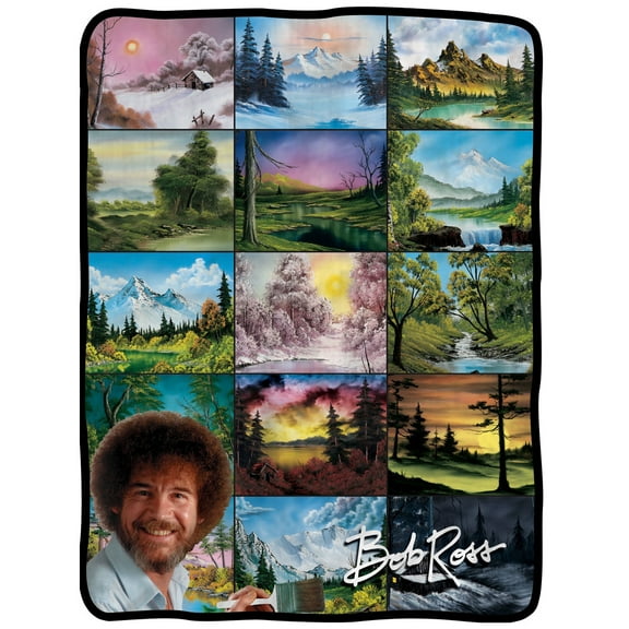 Bob Ross Picture Collage Blanket 46" X 60" Flannel Fleece Throw