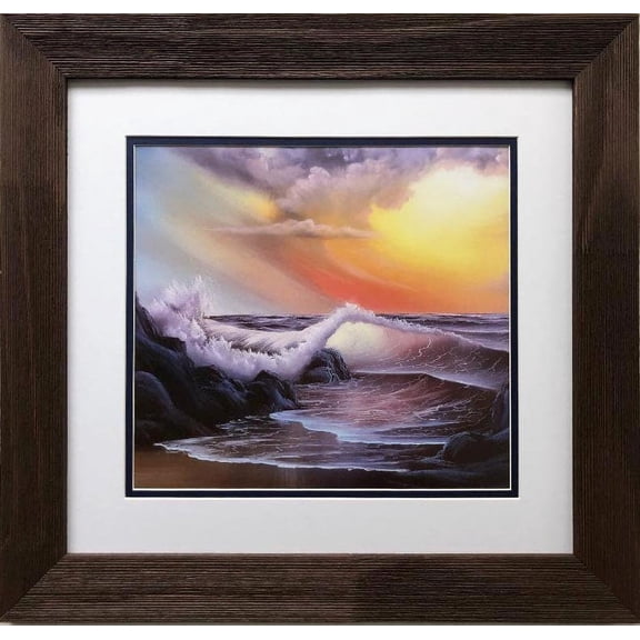 Bob Ross "Waves in Sunset" CUSTOM FRAMED ART Generic