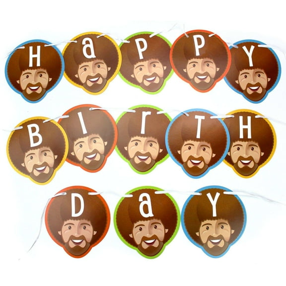 Prime Party Official Bob Ross and Friends Happy Birthday Party Banner Decoration, 75 in