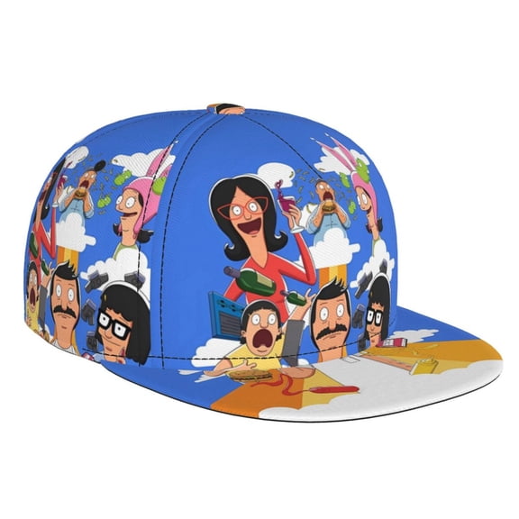 Bob'S Burgers Baseball Cap For Men, Women & Kids, Classic Flat Brim Hat Hip Hop Trucker Hat Adjustable Snapback Hat