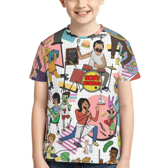Bob'S Burgers Boys Girls 3d Graphic Printed T-Shirt Crewneck Short Sleeve Tees