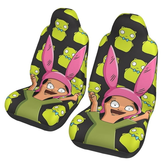 Bob'S Burgers Car Seat Covers 2 Pack Cartoon Print Front Seat Covers Interior Accessory Universal Vehicle Seat Protector Fit for Car Auto Truck Van SUV Sedan