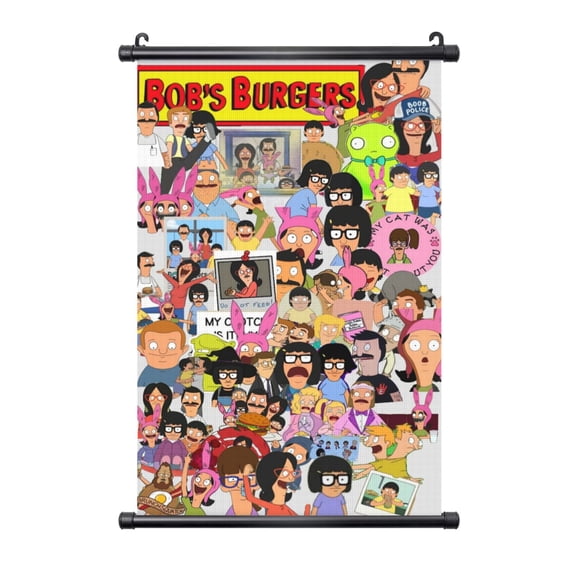 Bob'S Burgers Hanging Poster Plastic Shaft Canvas Wall Hanging Banner Wall Art Painting Artwork Decor For Home Living Room Bedroom Office 16"X24"