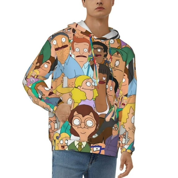 Bob'S Burgers Men's Hoodie Novelty Pattern Long Sleeve Unisex Pullover Hoodies Casual Hooded Sweatshirt with Pocket