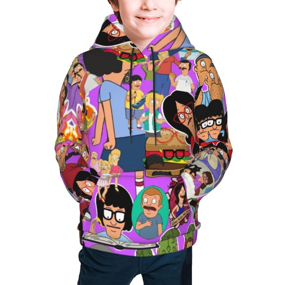 Bob'S Burgers Youth Cartoon Hoodie Fashion Long Sleeve Kids Pullover Coat Casual Hoody Hooded Sweatshirts for Boys Girls