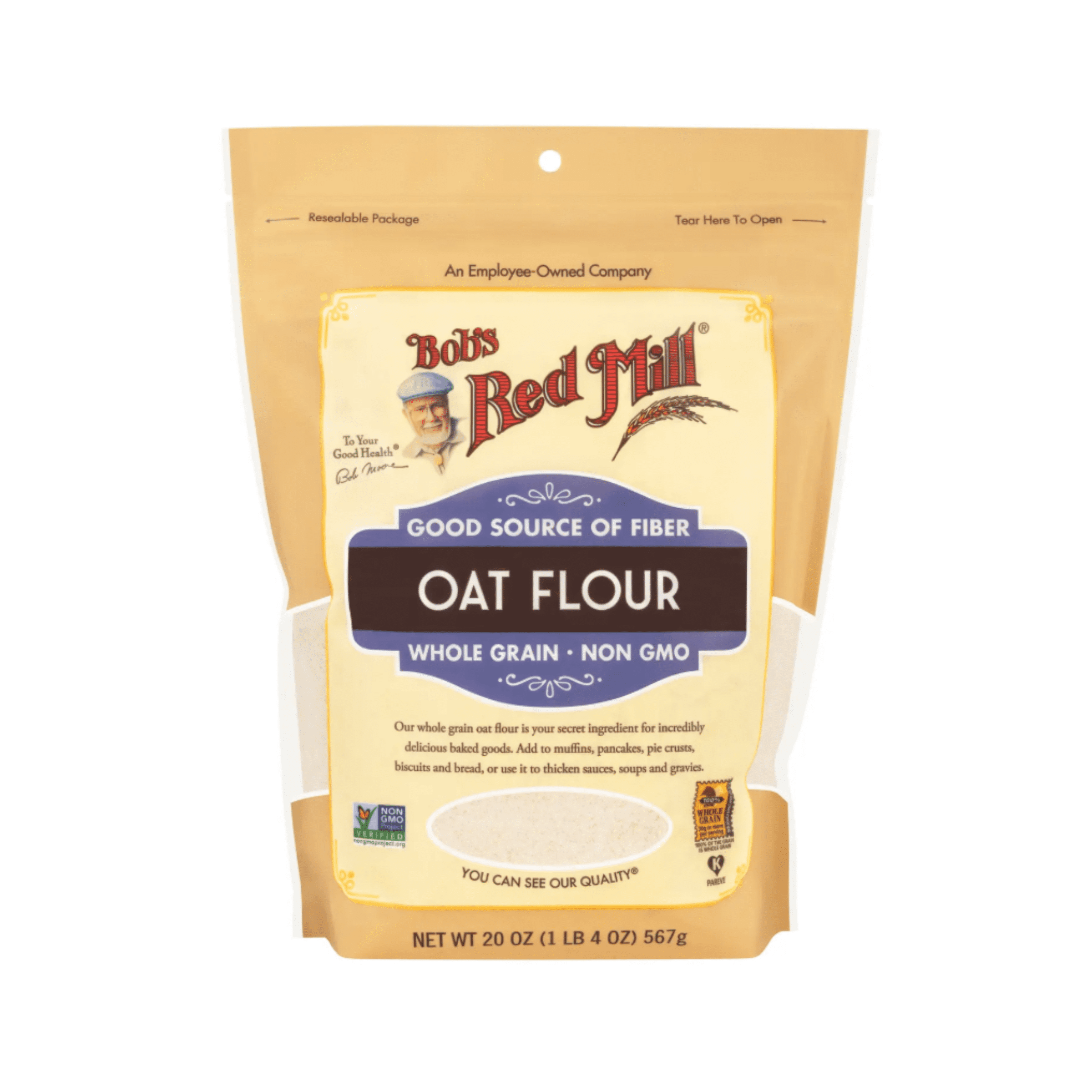 Bob’s Red Mill, Whole Grain Oat Flour, Shelf Stable 20 oz Plastic Pouch