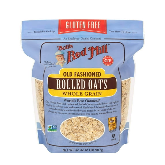 Bob's Red Mill Gluten Free Old Fashioned Rolled Oats, 32oz (Pack of 1) - Non GMO, Whole Grain, Vegan, Kosher