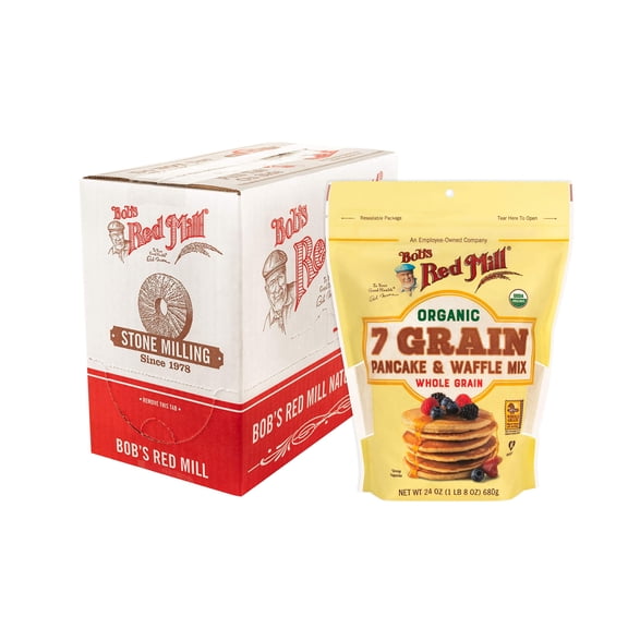 Bob,S Red Mill Organic 7 Grain Pancake & Waffle Mix, 24-Ounce (Pack Of 4)