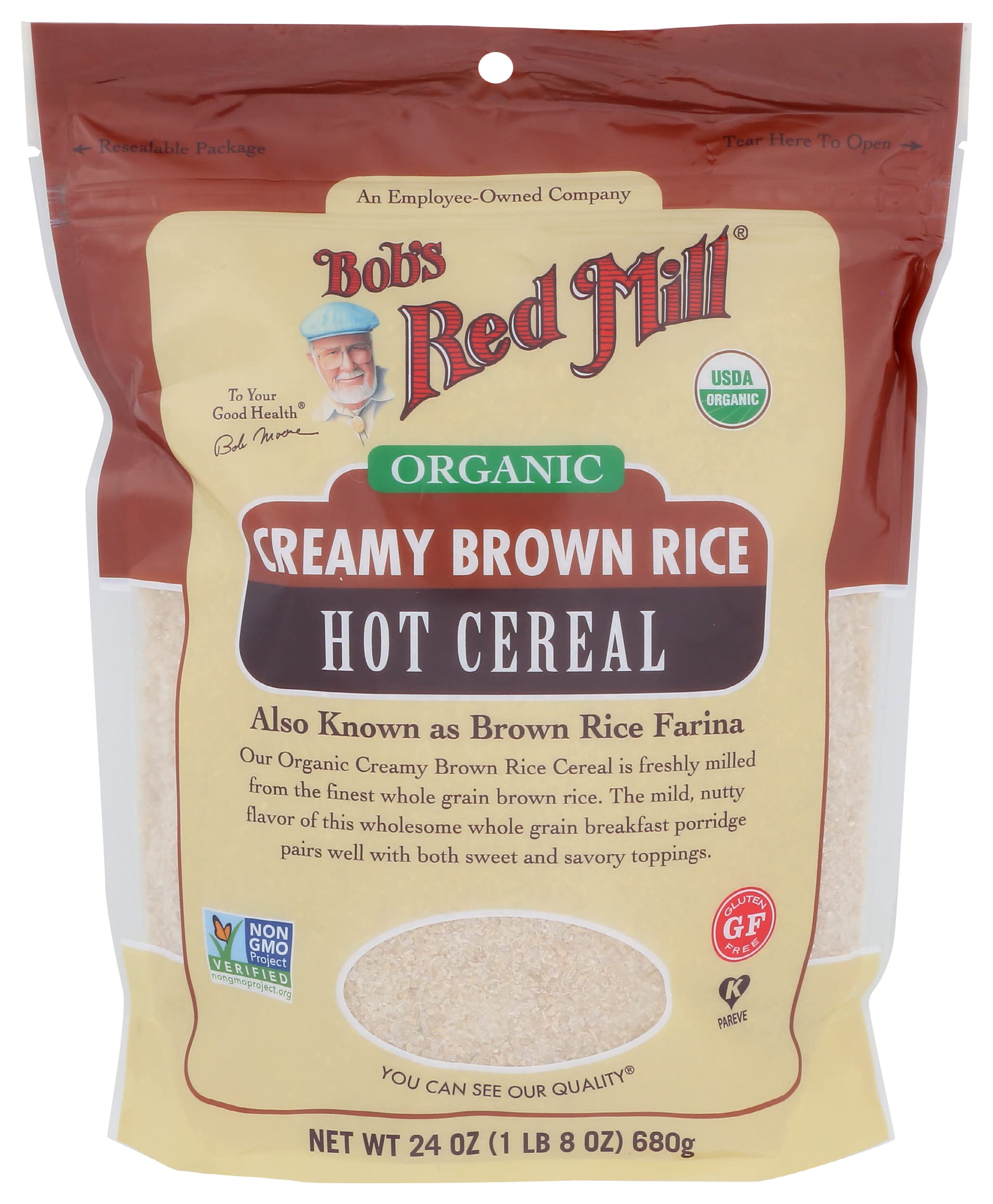 Bob,S Red Mill Organic Brown Rice Farina Creamy Rice Hot Cereal, 24 Oz