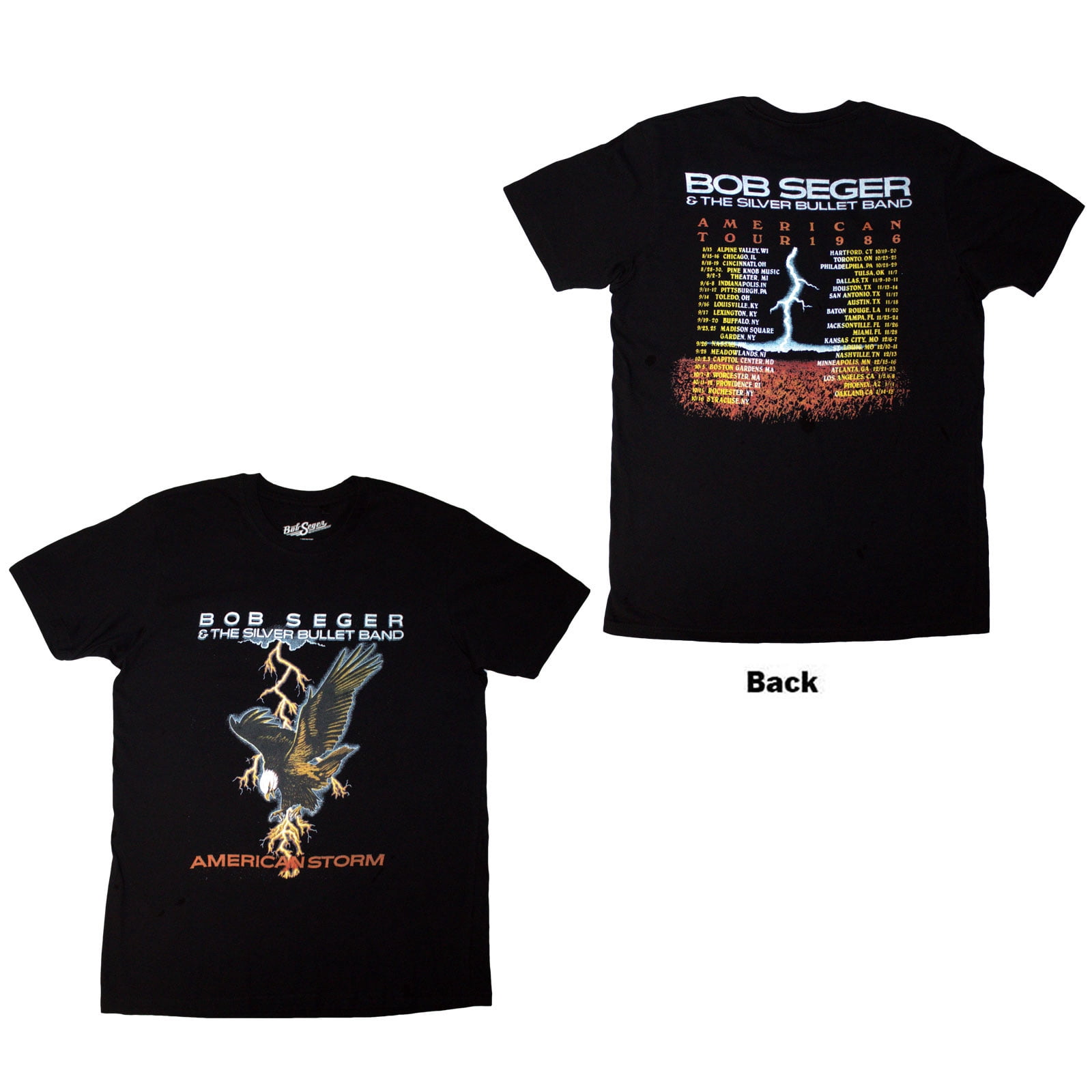 80sBob Seger&The Silver Bullet Band Tシャツ Bob Seger & The Silver Bullet Band Unisex T-Shirt Tour '86 (Black