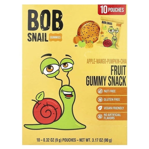 Bob Snail, Fruit Gummy Snack, Apple-Mango-Pumpkin-Chia, 10 Count, 0.32 oz Pack of 2