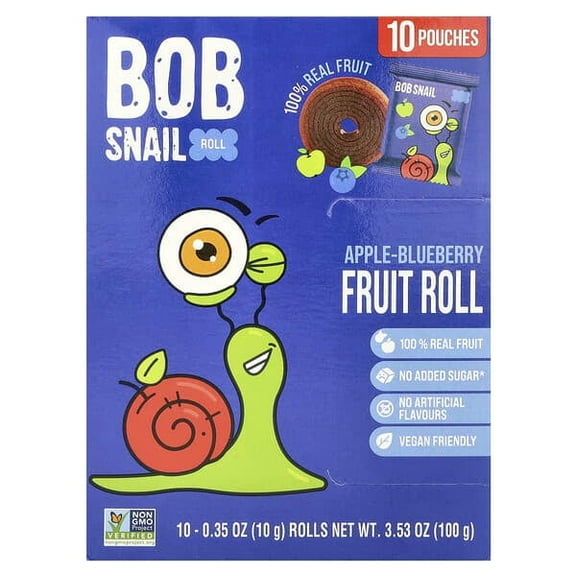 Bob Snail, Fruit Roll, Apple-Blueberry, 10 Pouches, 0.35 oz Pack of 4