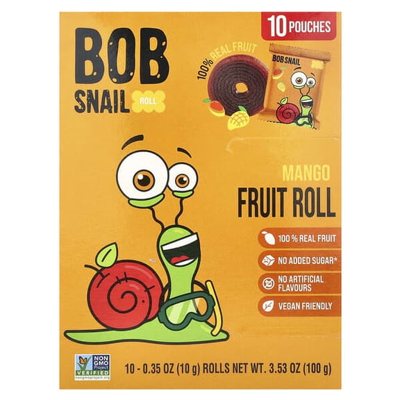 Bob Snail, Fruit Roll, Mango, 10 Pouches, 0.35 oz (10 g)