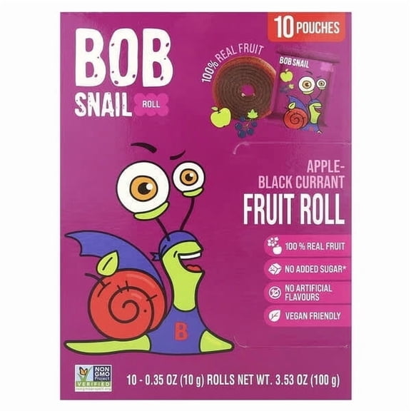Bob Snail, Fruit Rolls, Apple-Black Currant, 10 Pouches, 0.35 oz