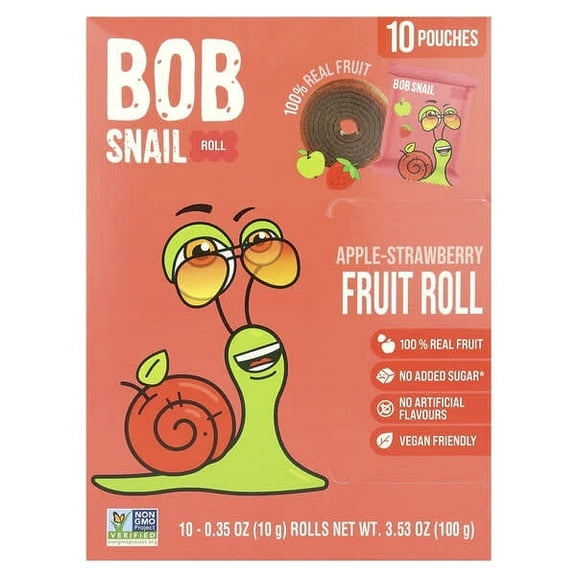 Bob Snail, Fruit Rolls, Apple-Strawberry, 10 Pouches, 0.35 oz Pack of 4
