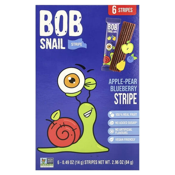 Bob Snail, Fruit Stripe, Apple-Pear-Blueberry, 6 Stripes, 0.49 oz