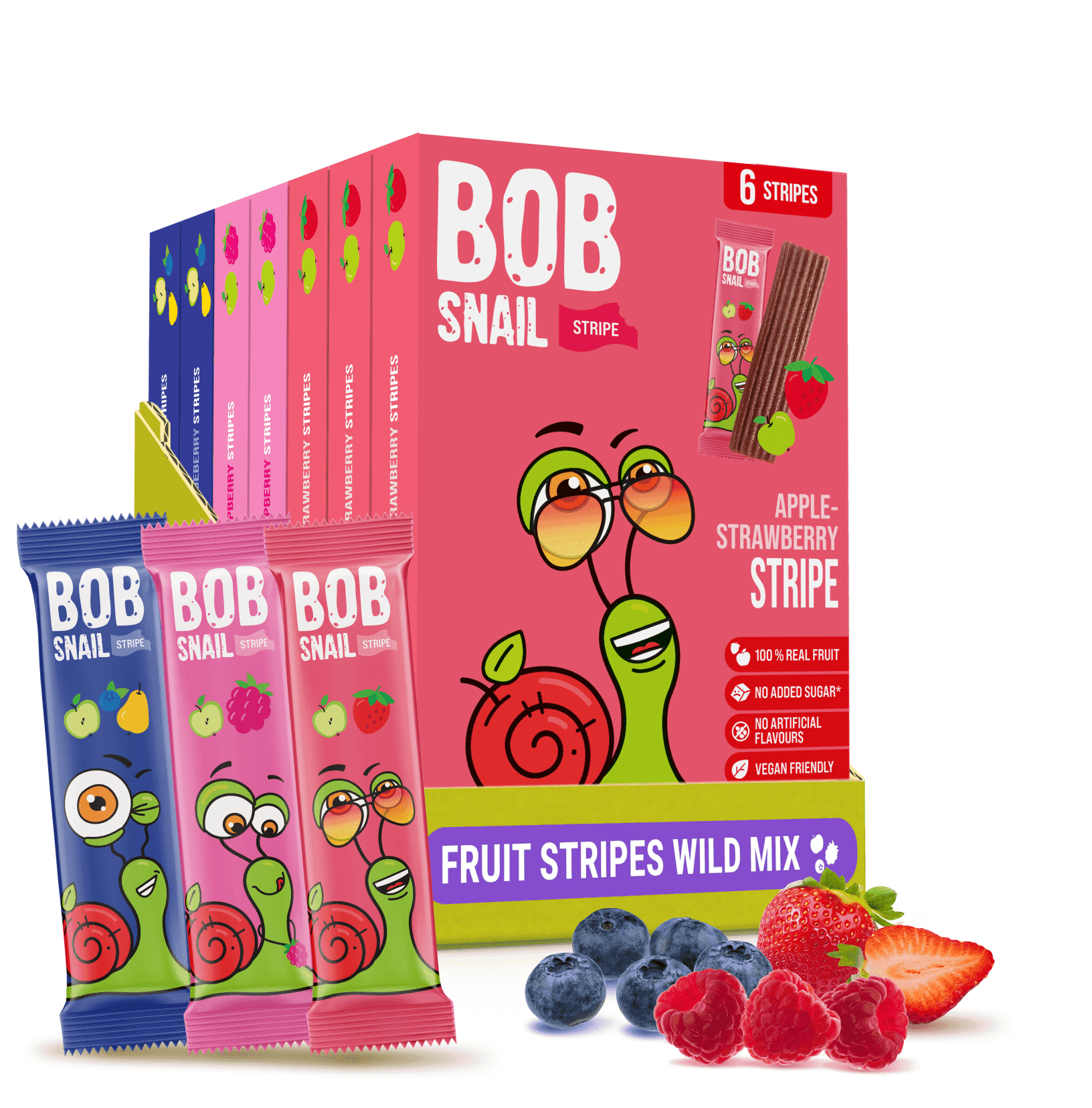 Bob Snail Fruit Stripes Berry Mix Family Pack - Gluten-Free, 42 ct