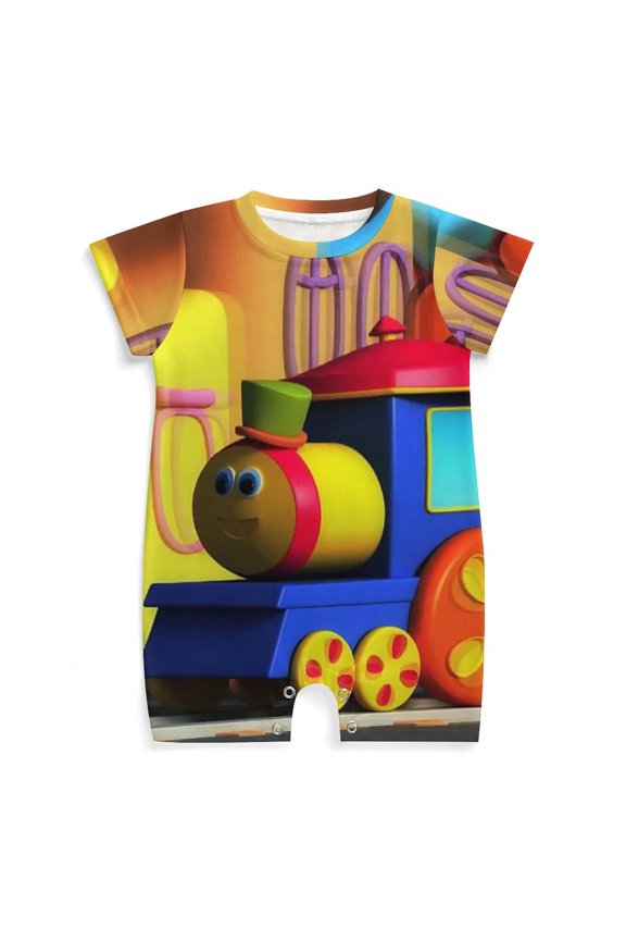 Bob The Train Baby Boy Girl Short Sleeve Romper Clothing Set Print Cartoon Baby Summer One Piece Jumpsuit
