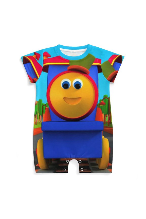 Bob The Train Baby Boy Girl Short Sleeve Romper Clothing Set Print Cartoon Baby Summer One Piece Jumpsuit