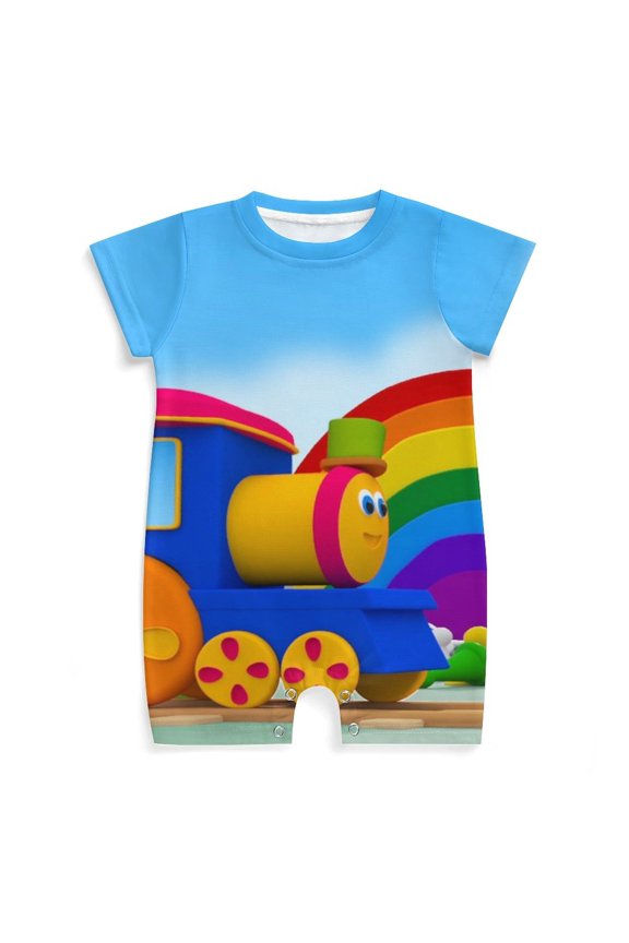 Bob The Train Baby Boy Girl Short Sleeve Romper Clothing Set Print Cartoon Baby Summer One Piece Jumpsuit