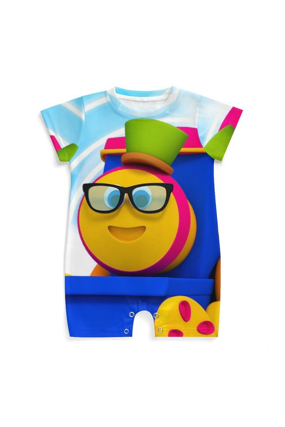 Bob The Train Baby Boy Girl Short Sleeve Romper Clothing Set Print Cartoon Baby Summer One Piece Jumpsuit