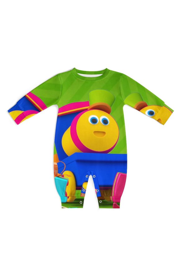 Bob The Train Baby Romper Jumpsuits, Long Sleeve Footless One-Piece Outfits for Boys Girls