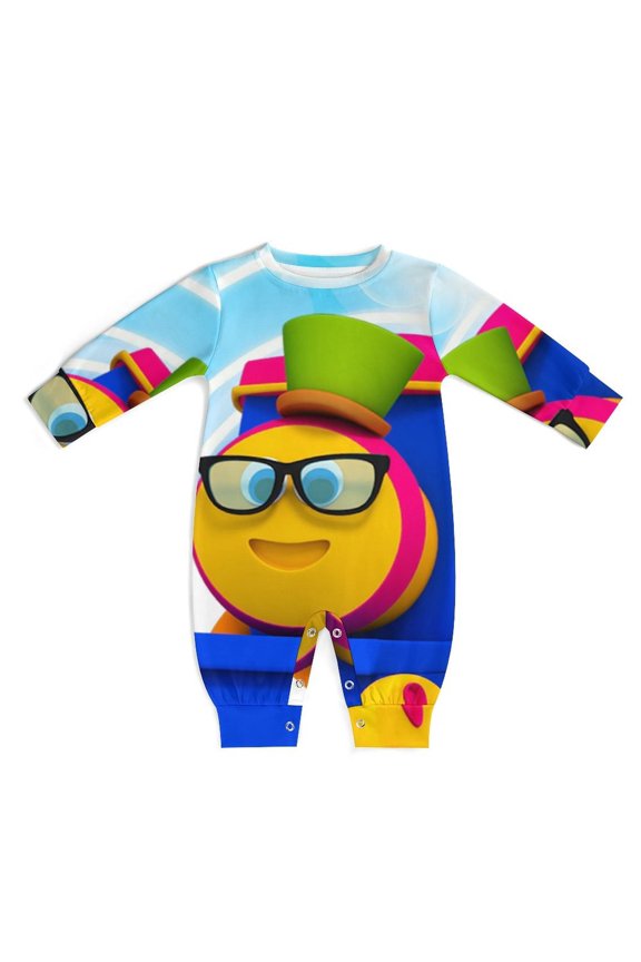 Bob The Train Baby Romper Jumpsuits, Long Sleeve Footless One-Piece Outfits for Boys Girls